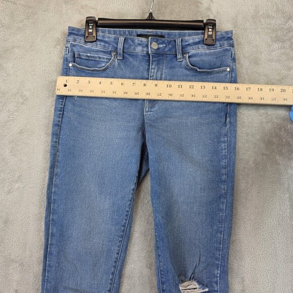 Uniqlo Jeans Womens 27 Blue Skinny Tapered Ultra Stretch Distressed Raw Hem - Picture 5 of 12